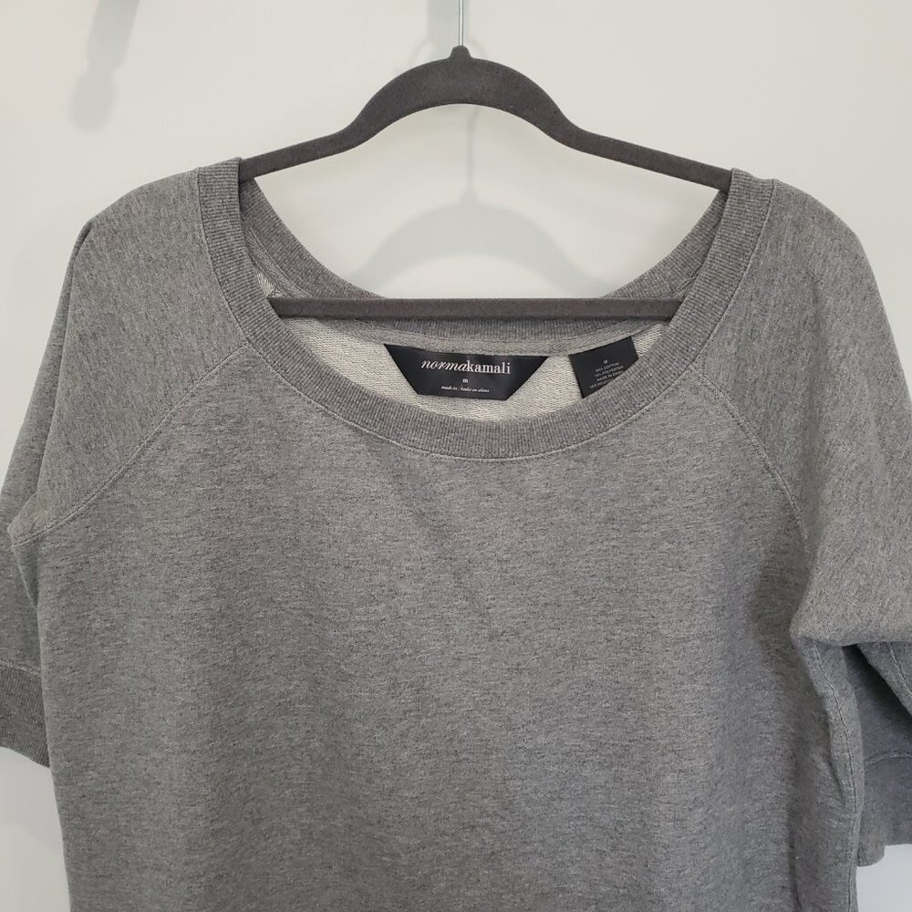 Norma Kamali Women's Grey 3/4 Sleeve Tunic Sweatshirt or Boxy Mini Dress  M - Picture 4 of 10